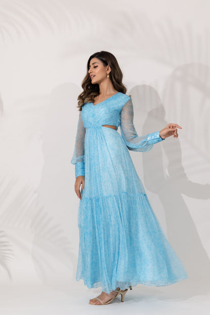 Himalayan Poppy-Maxi Dress with Side Cutouts