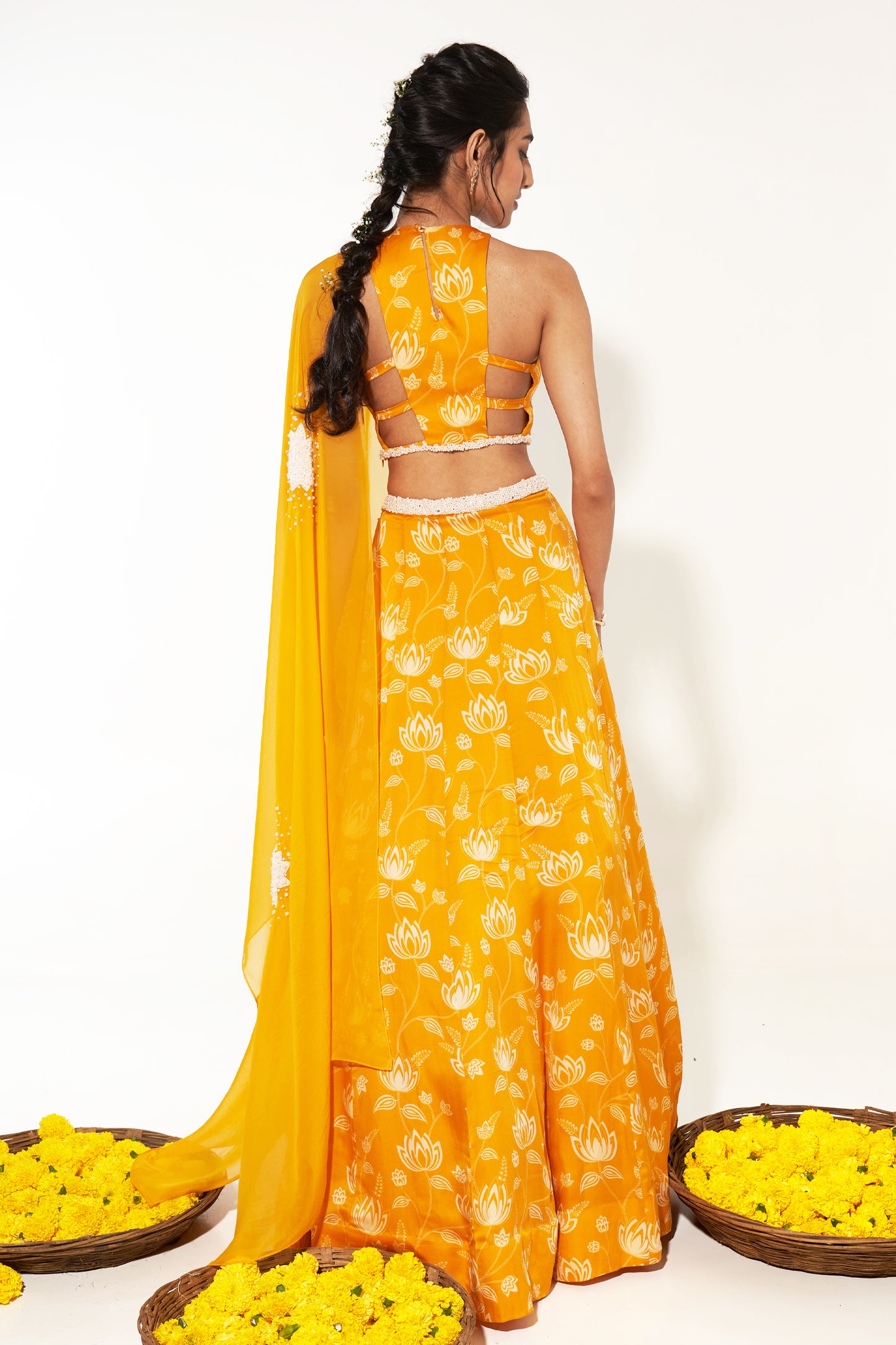 Yellow Floral Lehenga