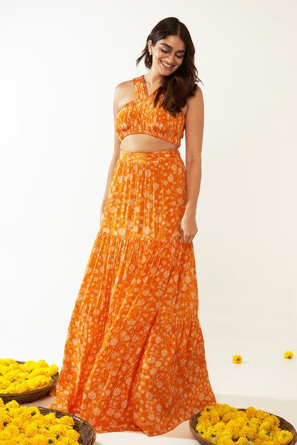 Orange & White Floral Co-ord