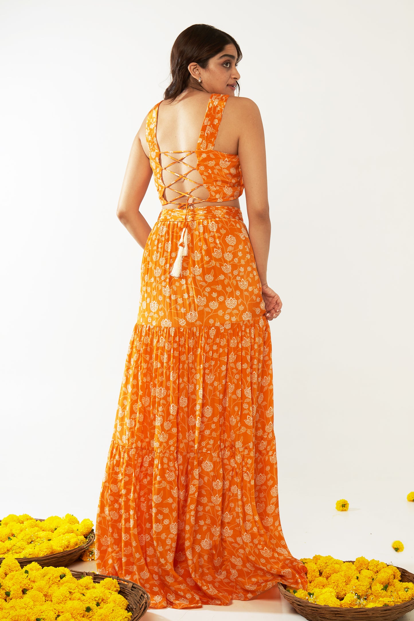 Orange & White Floral Co-ord