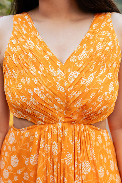 Orange Floral Maxi Dress