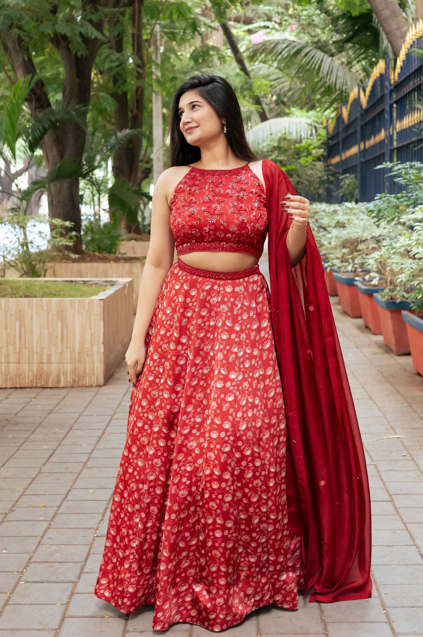 Rust Floral Lehenga