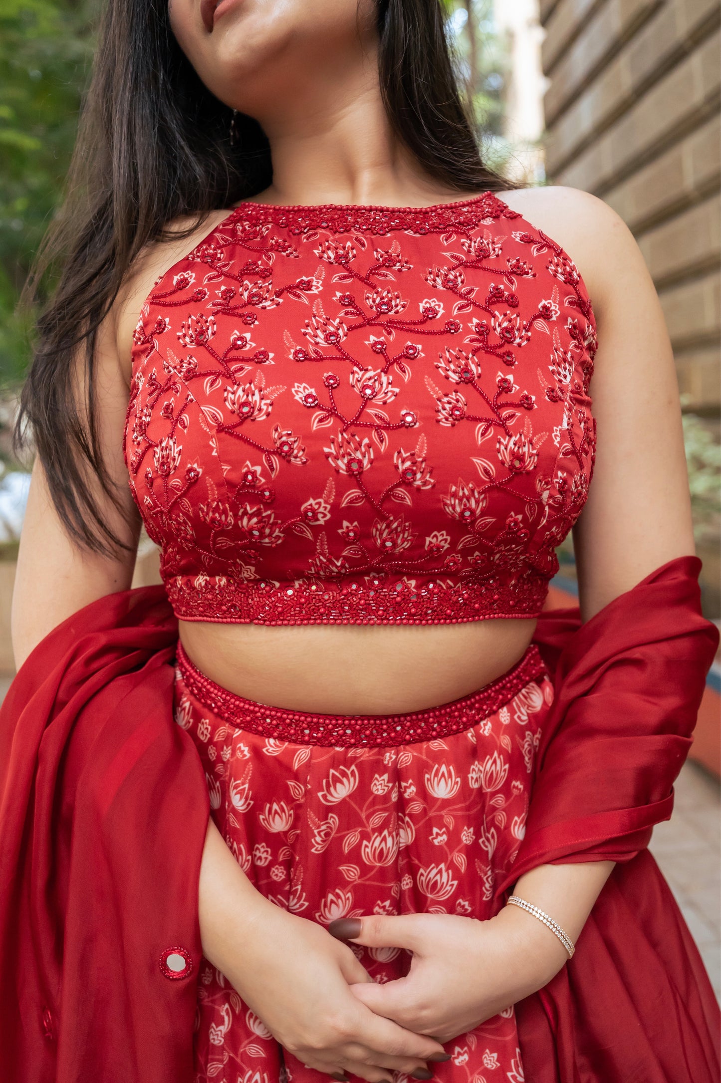 Rust Floral Lehenga