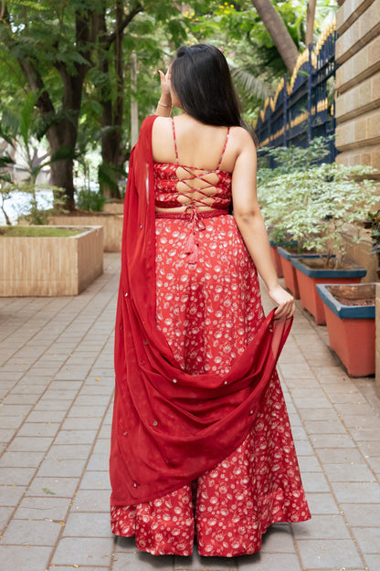 Rust Floral Lehenga