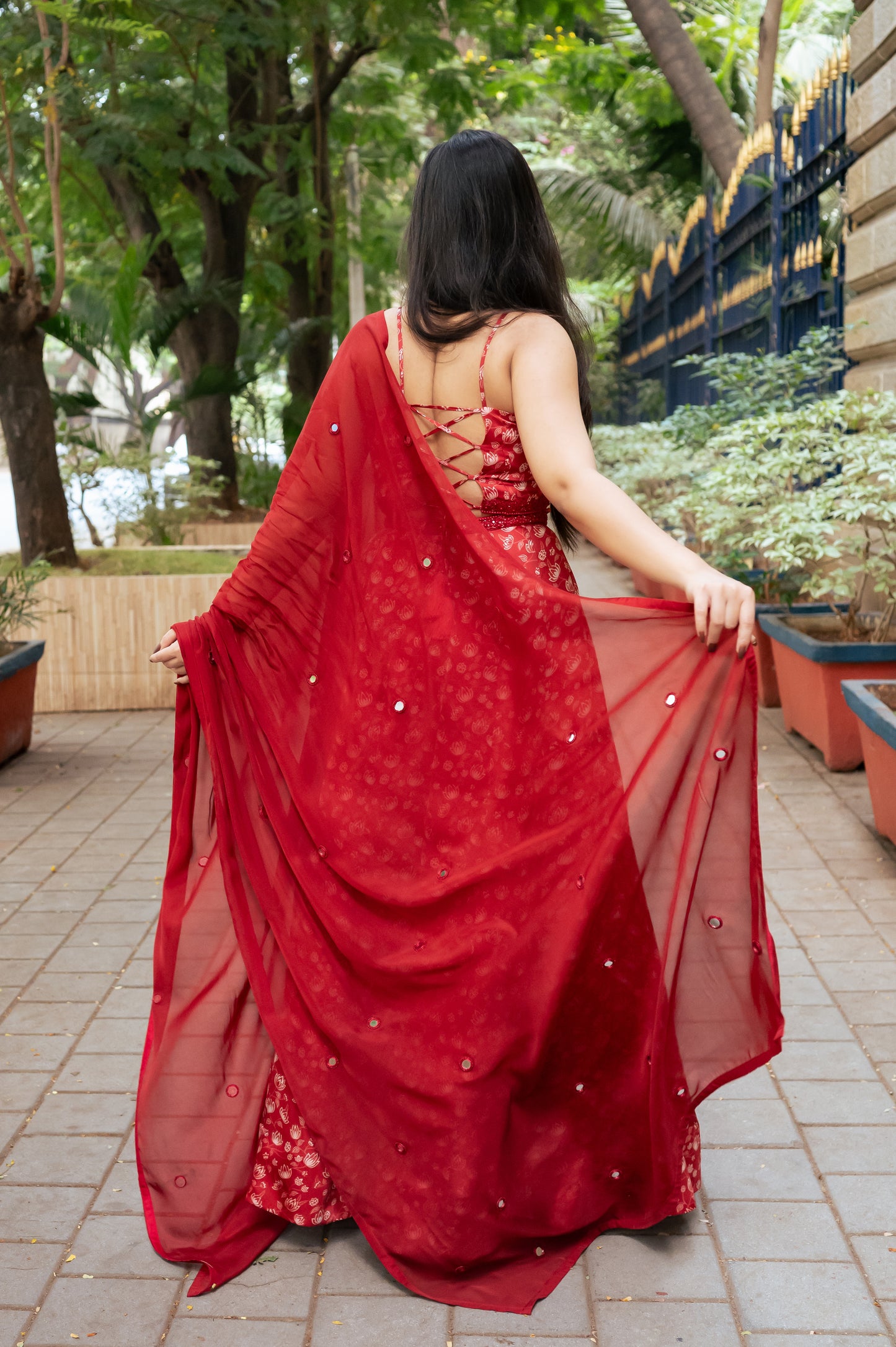 Rust Floral Lehenga