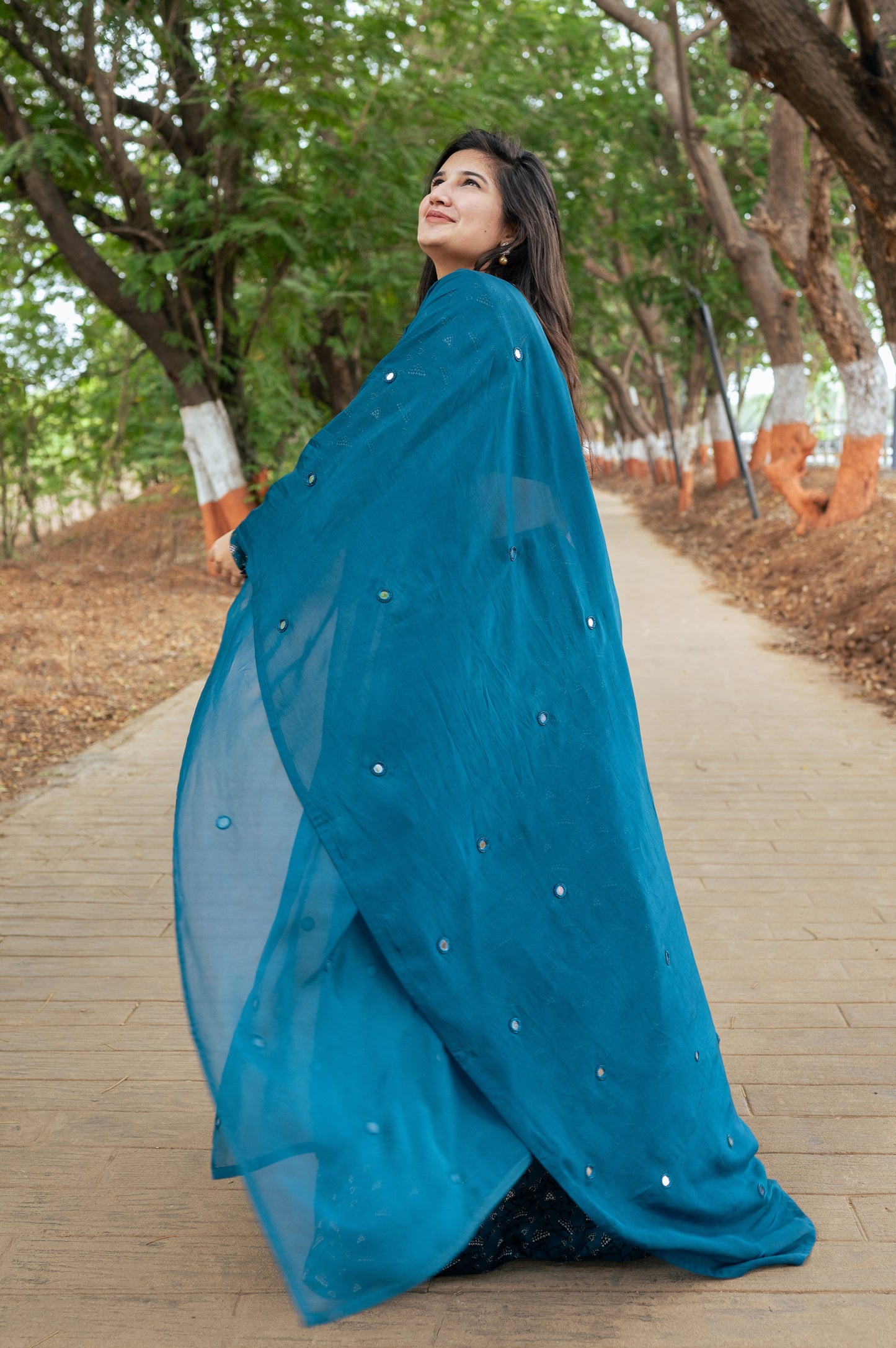 Teal Floral Lehenga