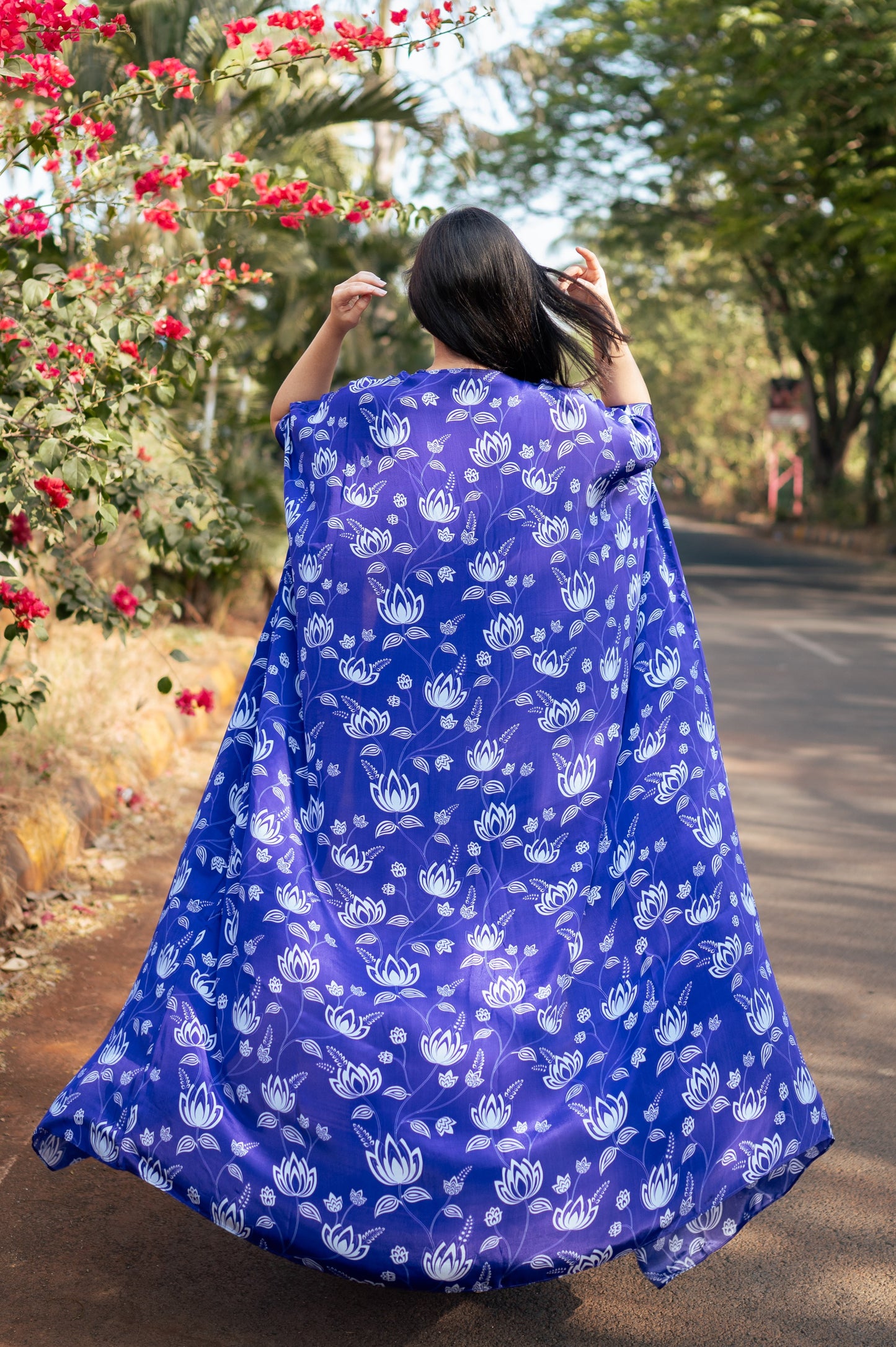 Violet Lotus Print Cape Set