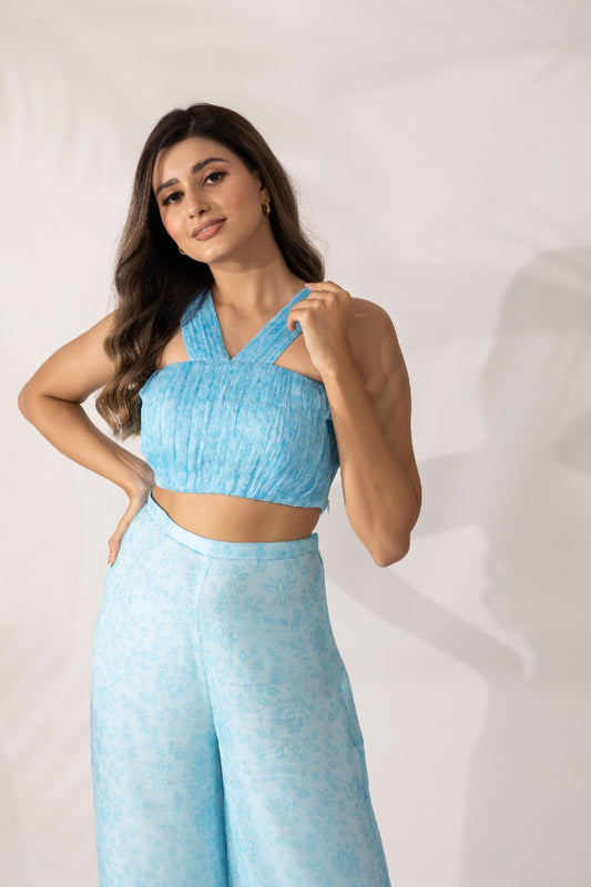 Co-ord-Hand Pleated Crop Top & Pants