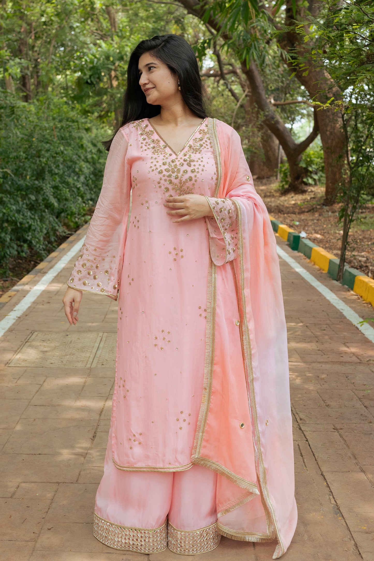 Candy Pink Organza Kurta Set