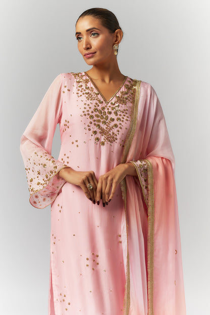 Candy Pink Organza Kurta Set