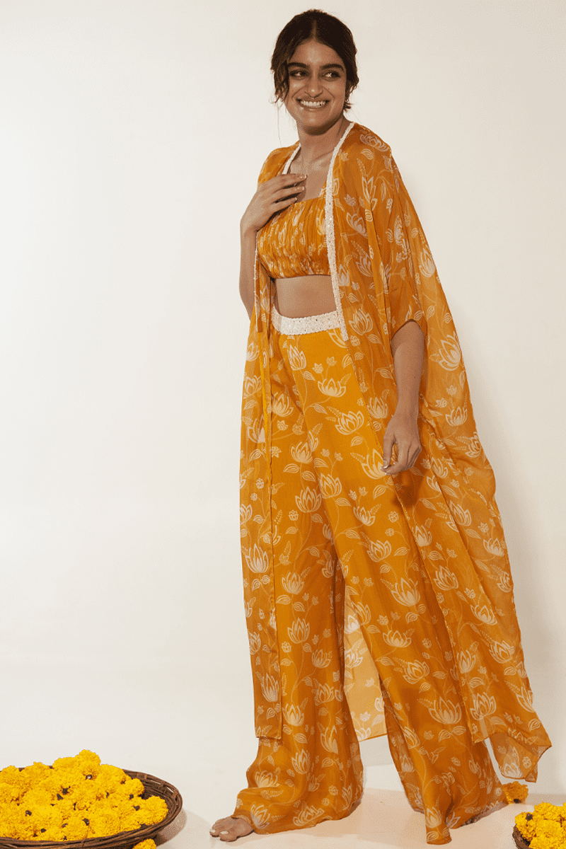 Mustard & White Cape Set