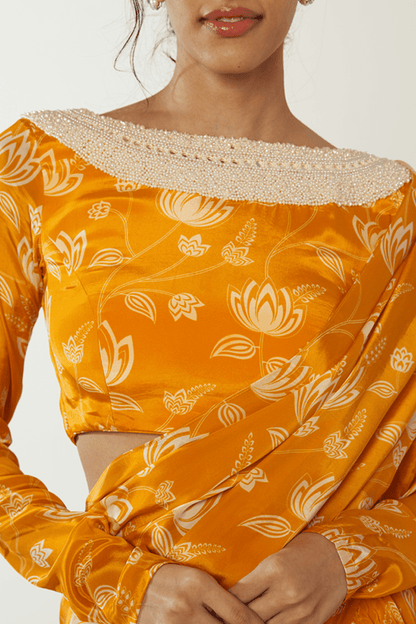 Mustard & White Ruffle Saree