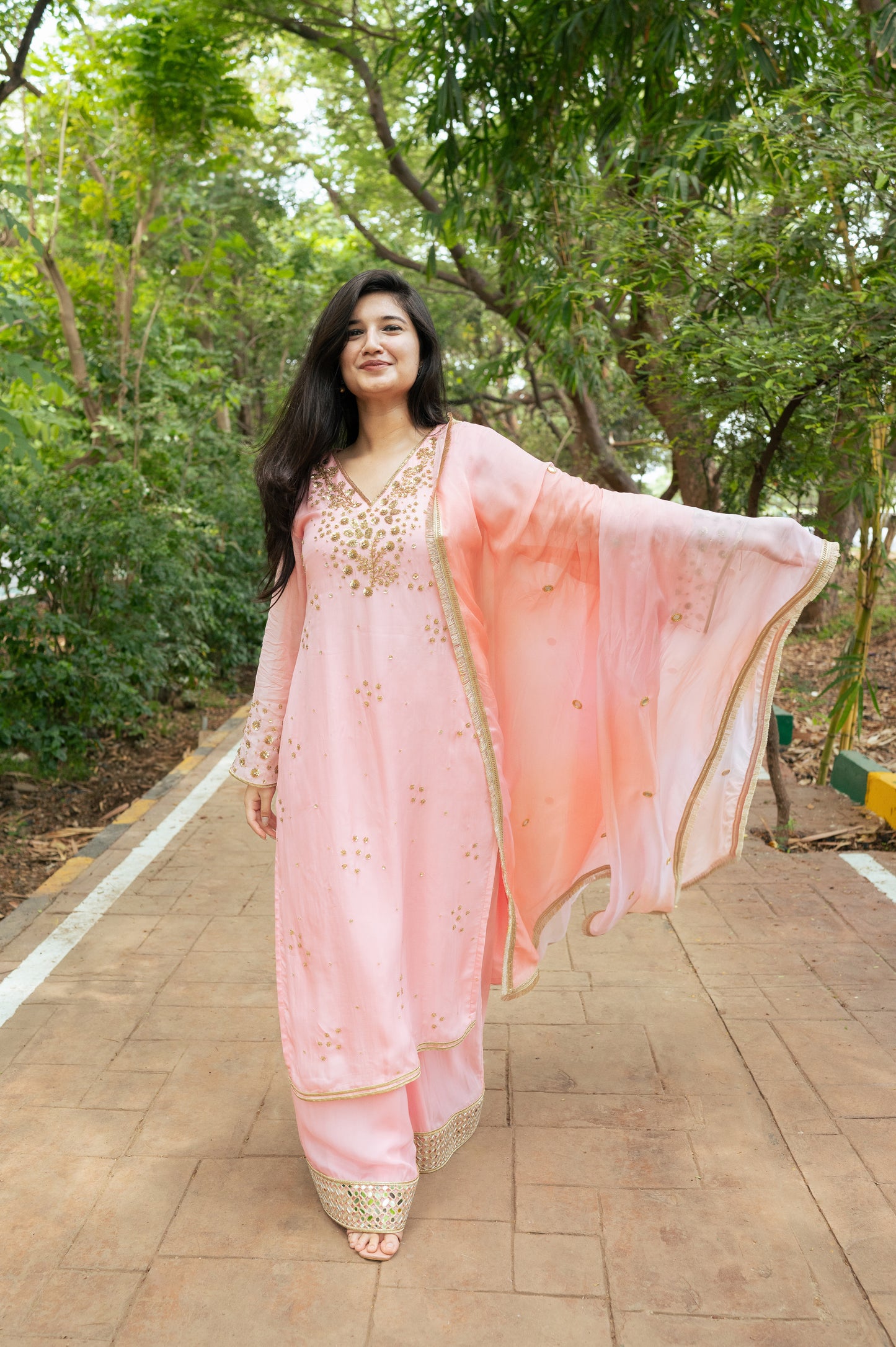 Candy Pink Organza Kurta Set