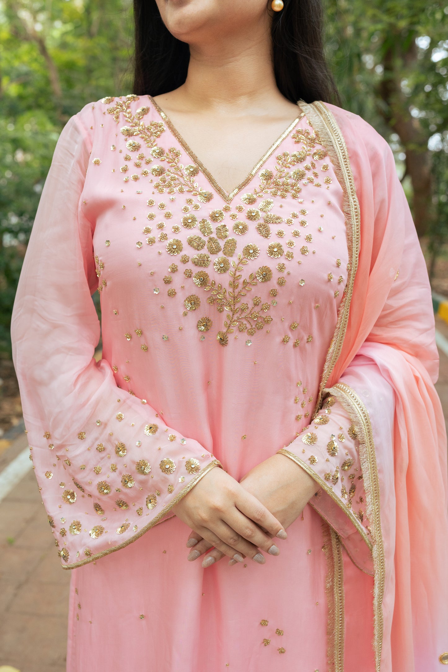 Candy Pink Organza Kurta Set