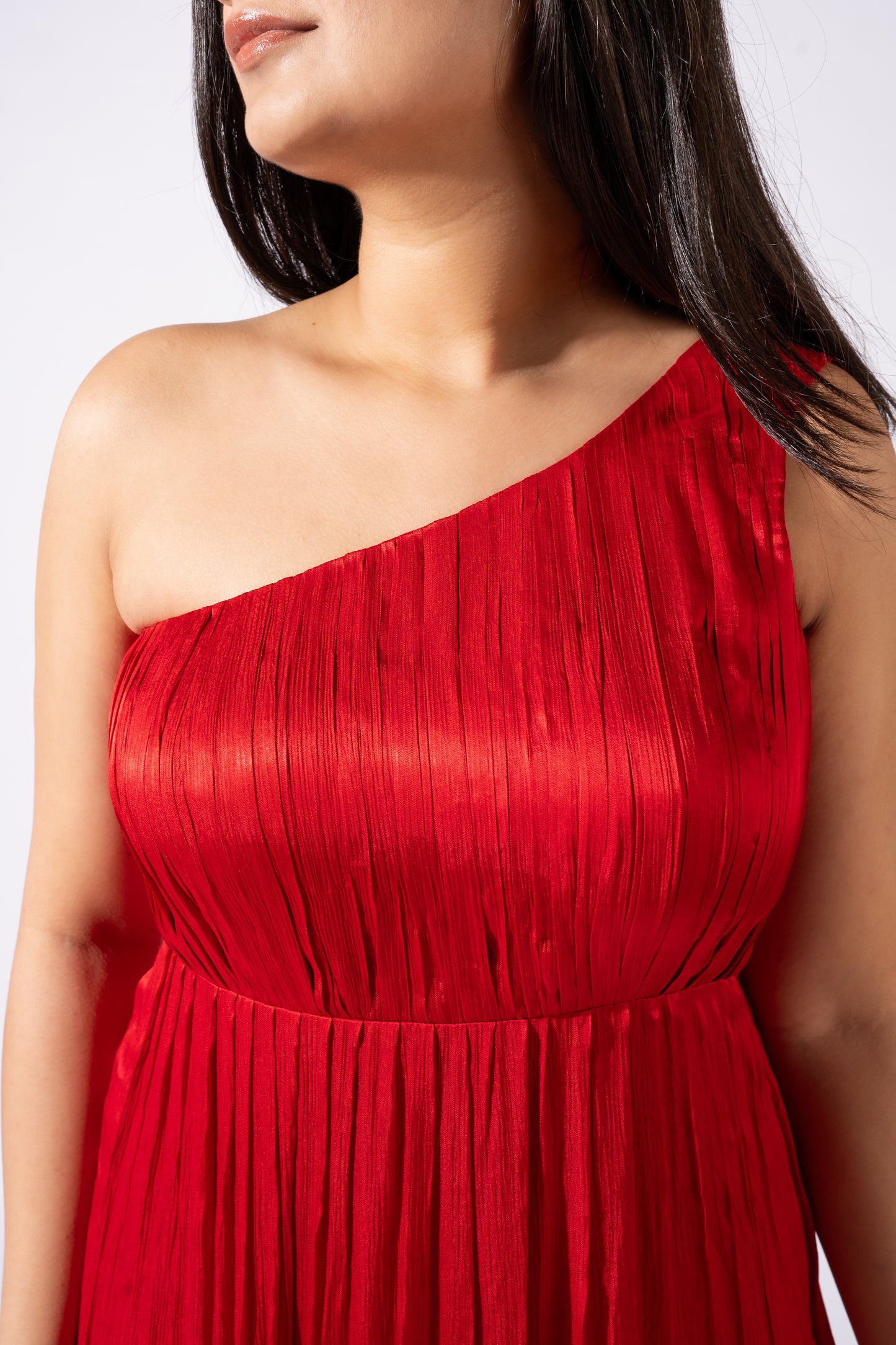 Red One-Shoulder Maxi Dress