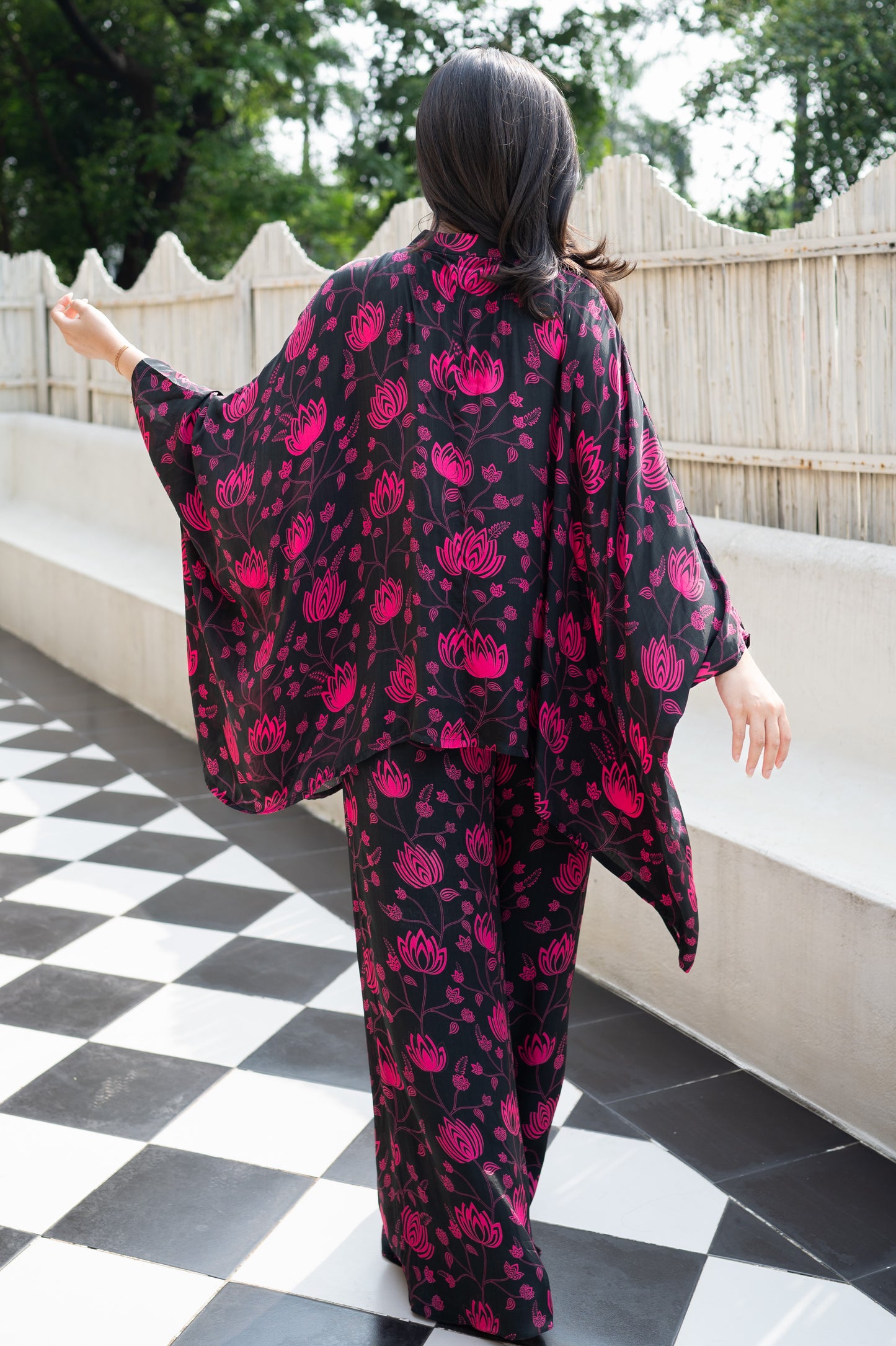 Black & Pink Floral Top