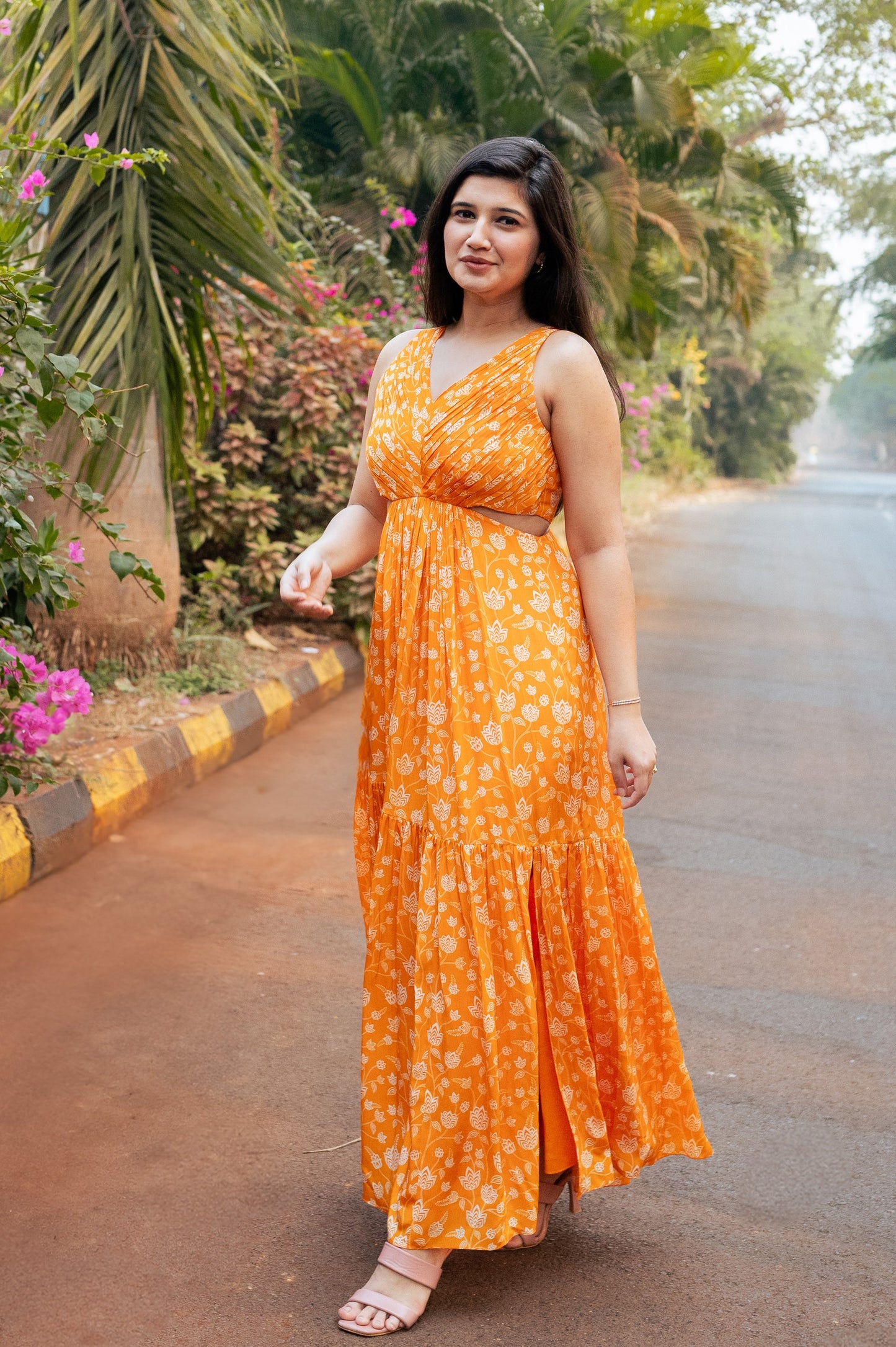 Orange Floral Maxi Dress