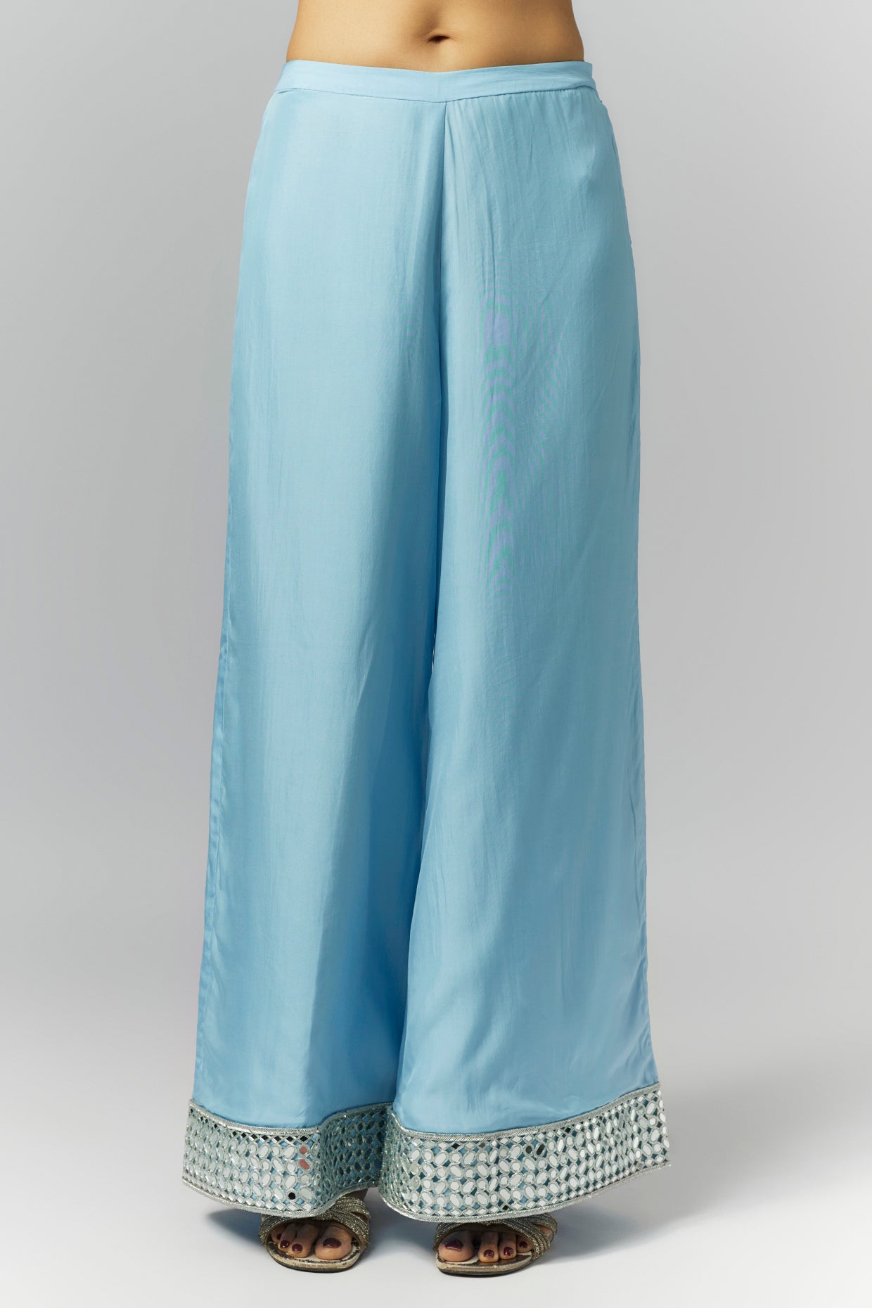 Ice Blue Organza Kurta Set