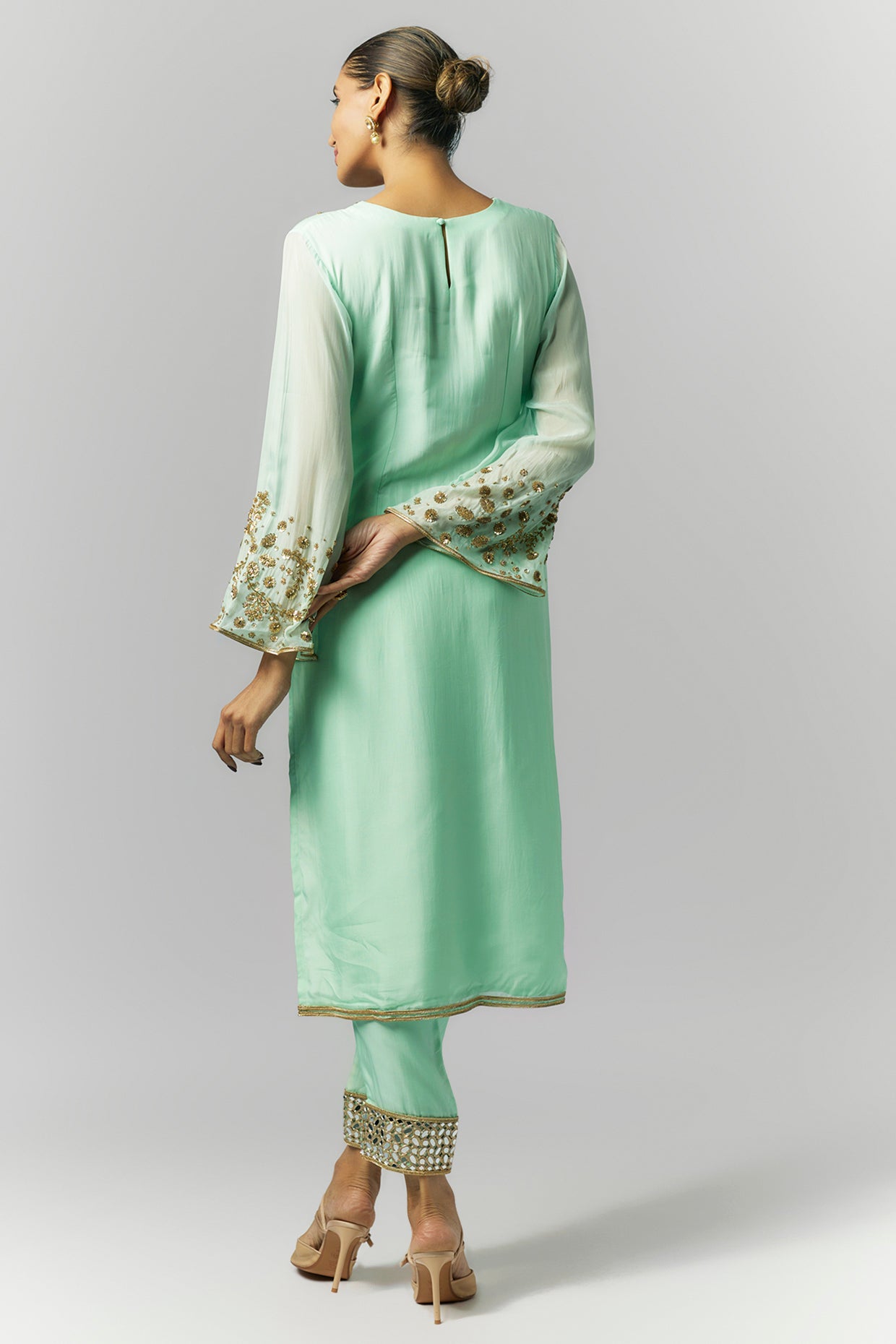 Mint Green Organza Kurta Set