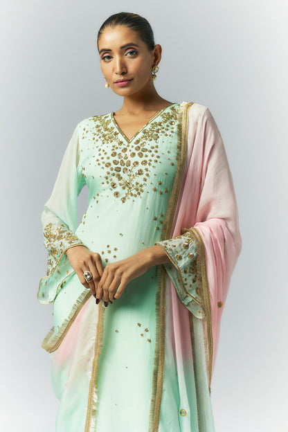 Mint Green Organza Kurta Set