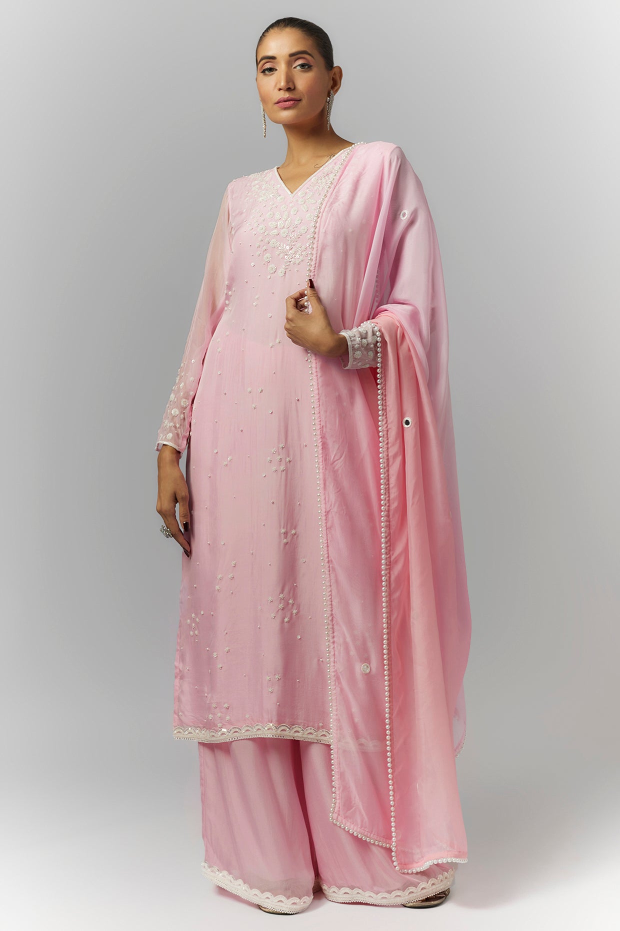 Lilac Organza Kurta Set