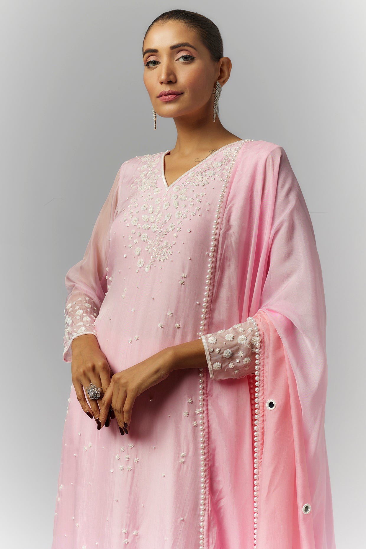 Lilac Organza Kurta Set