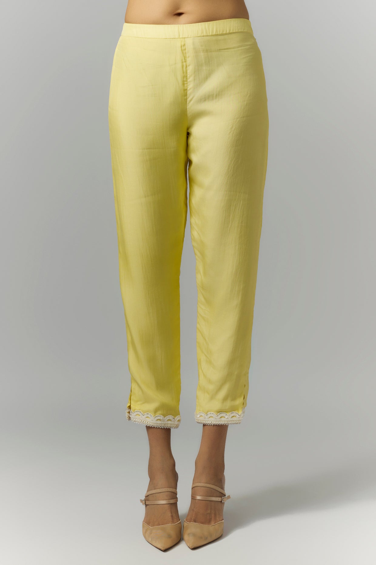 Butter Yellow Organza Kurta Set