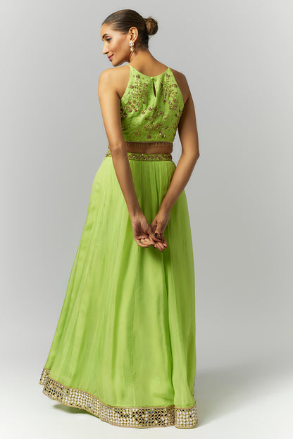 Parrot Green Lehenga Set