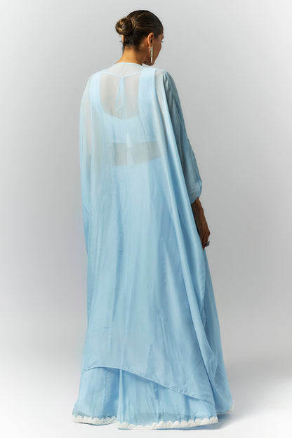 Ice Blue Cape Lehenga Set