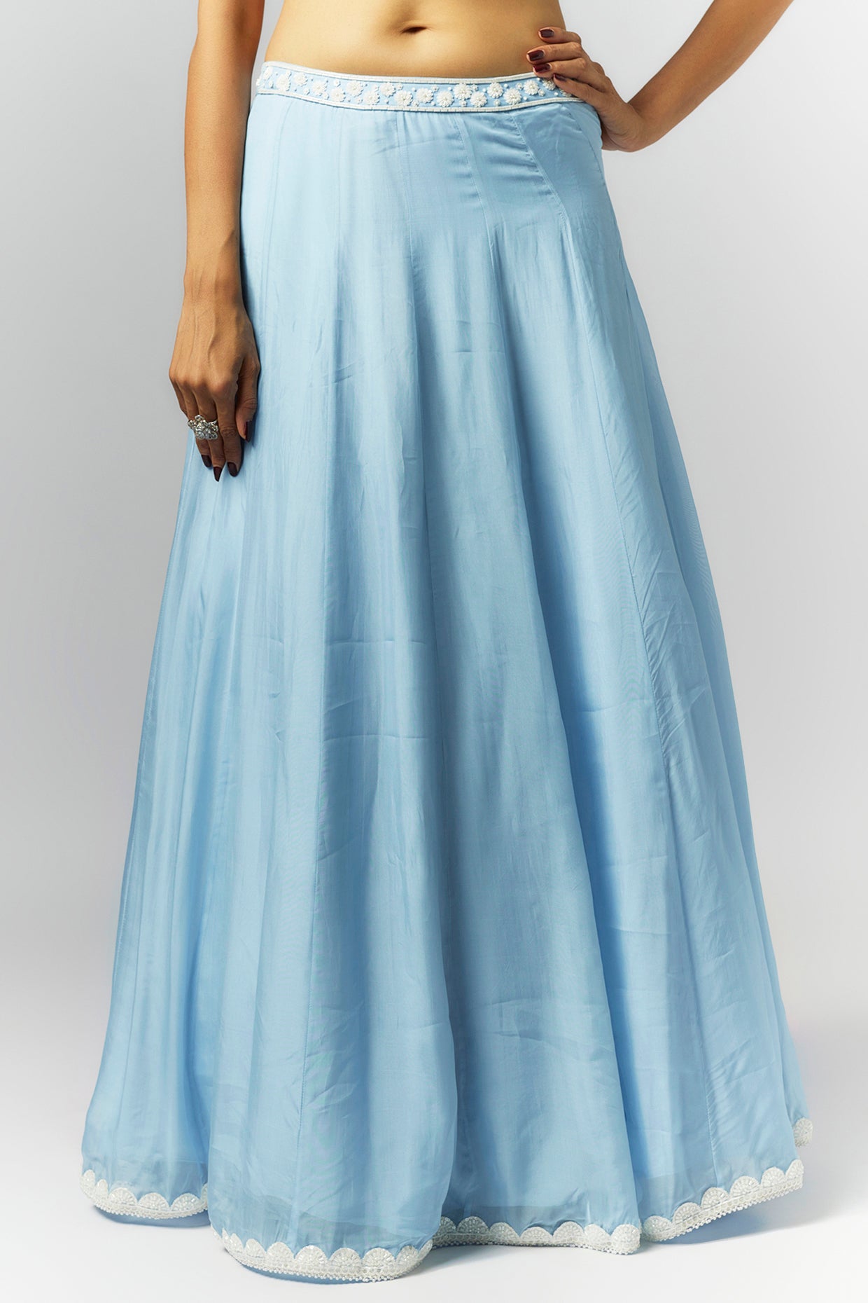 Ice Blue Cape Lehenga Set