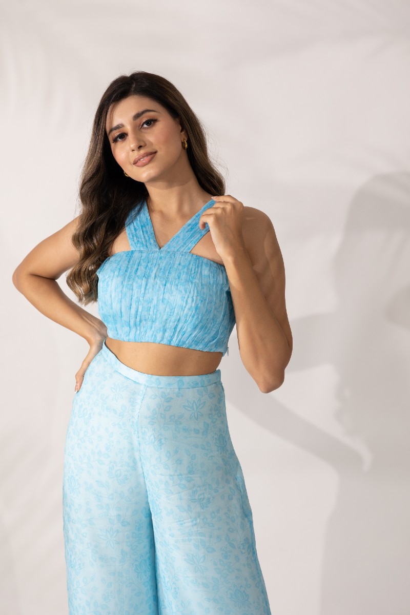 White Schiffli Embroidered Cotton Crop Top And Pants Co-ord Set - Buy  Online in India @ Mehar
